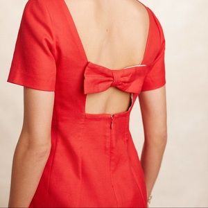 Anthropologie Maeve Cherry Red Bow Back Shift